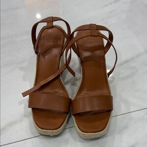 A New Day Brown Espadrille Wedge Sandals with Ankle Straps